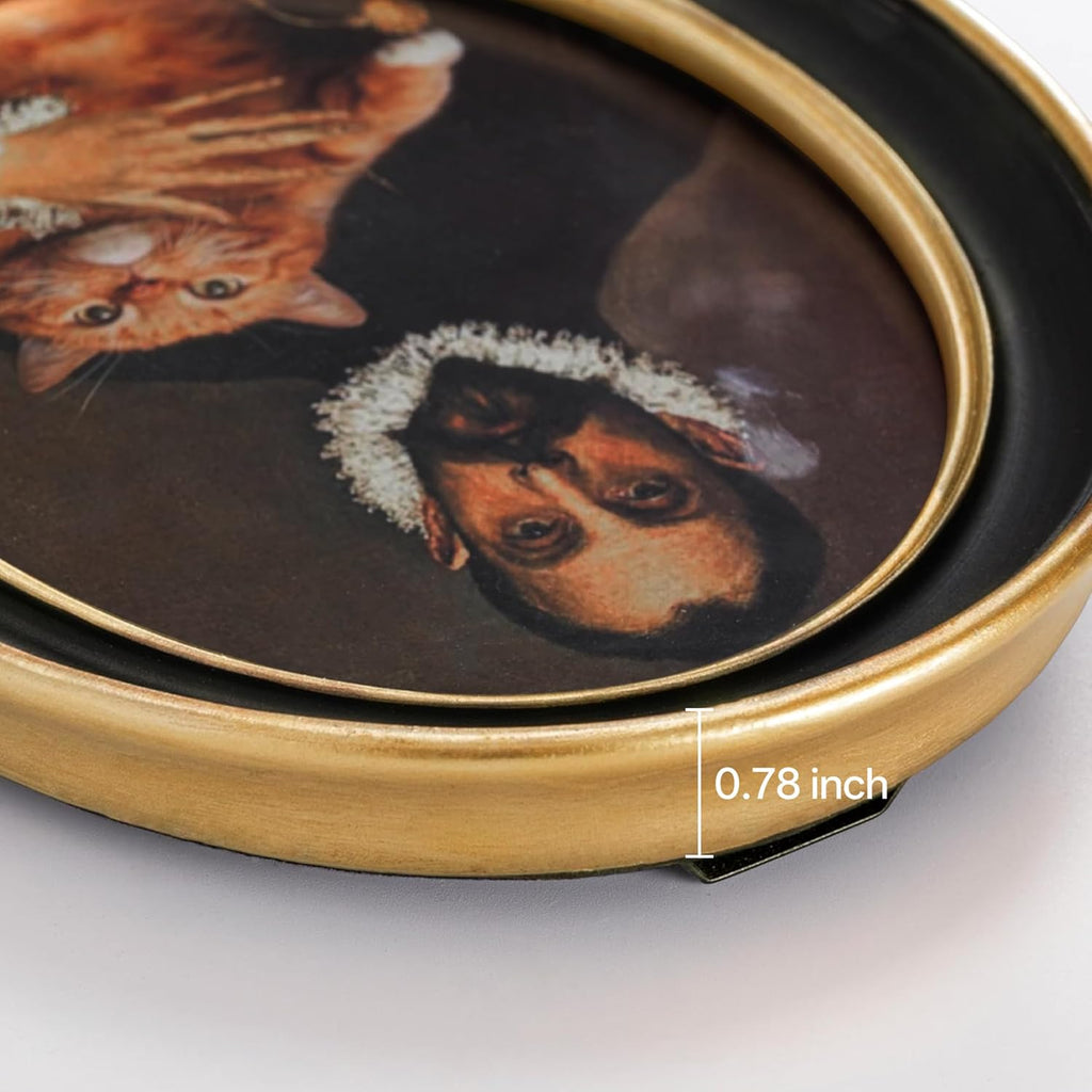 eletecpro 2.5x3.5 Oval Picture Frame with Real Glass Cover, Black, 2-Pack