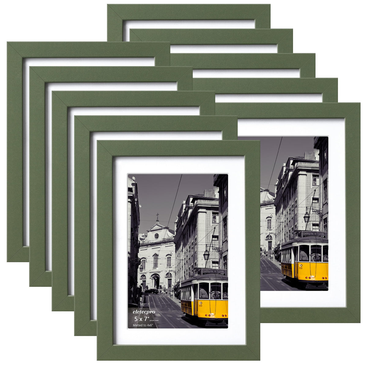 eletecpro 5x7 Picture Frames, Acrylic Cover, Beige, Set of 10