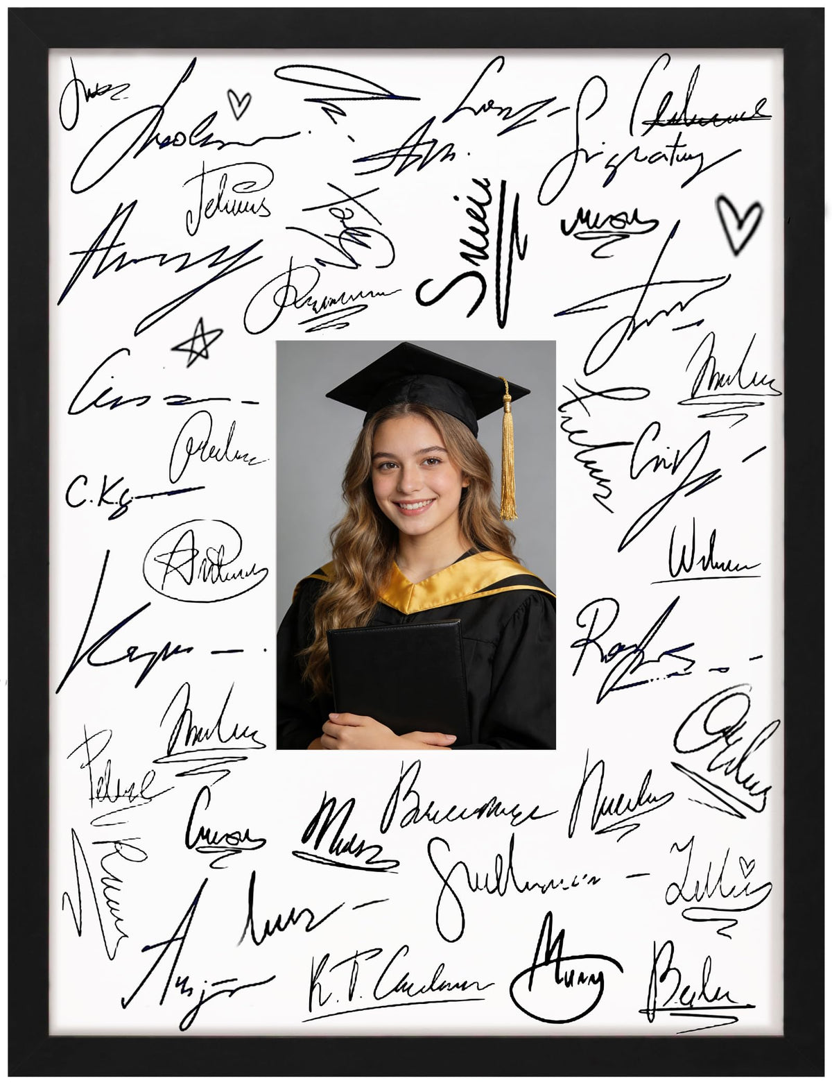 eletecpro 8x10 Signable Picture Frame with Clear Acrylic Cover, Signature Photo Frame with Mat Display 4x6 Photo for Tabletop or Wall, Wedding Guest Book Alternative, Graduation Decoration, Black