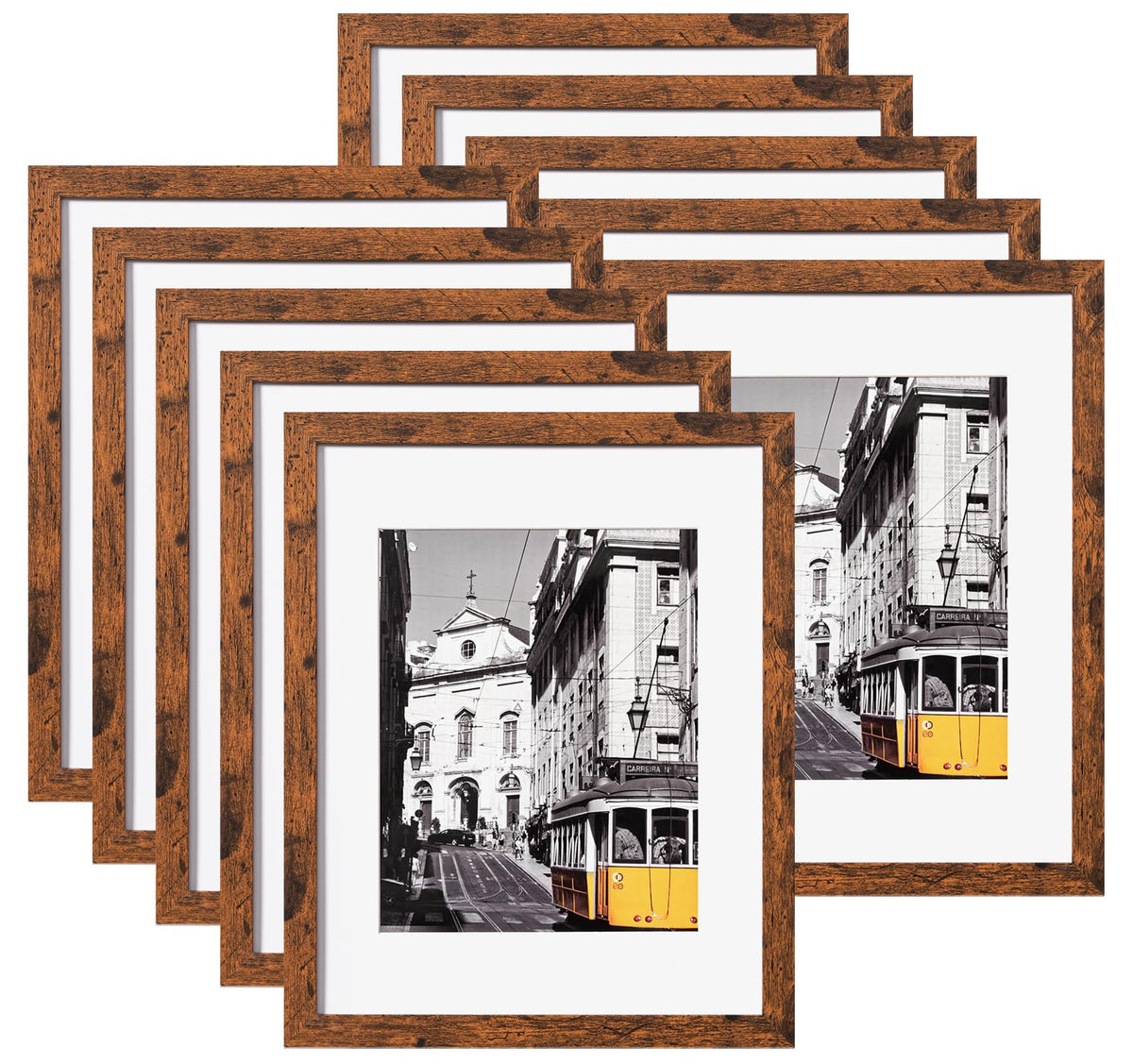 eletecpro 5x7 Picture Frames, Acrylic Cover, Beige, Set of 10