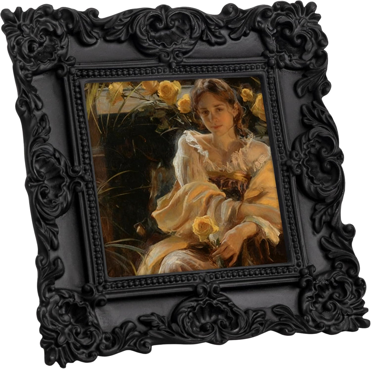 eletecpro 4x4 Vintage Picture Frame with Real Glass Cover, Black, 1-Pack