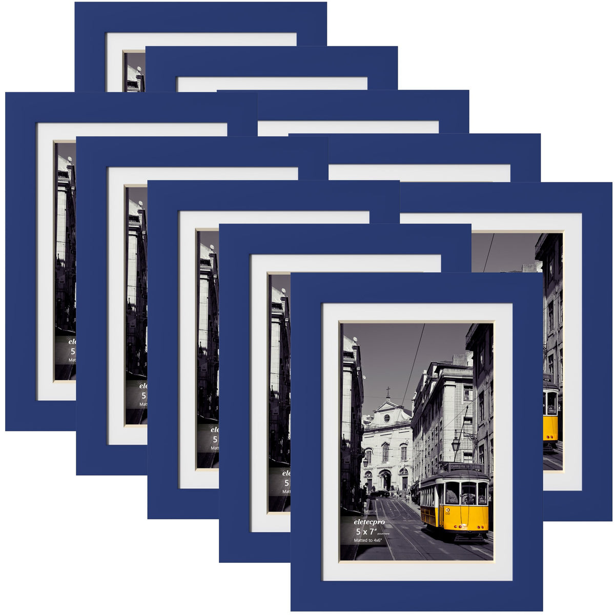 eletecpro 5x7 Picture Frames, Acrylic Cover, Beige, Set of 10