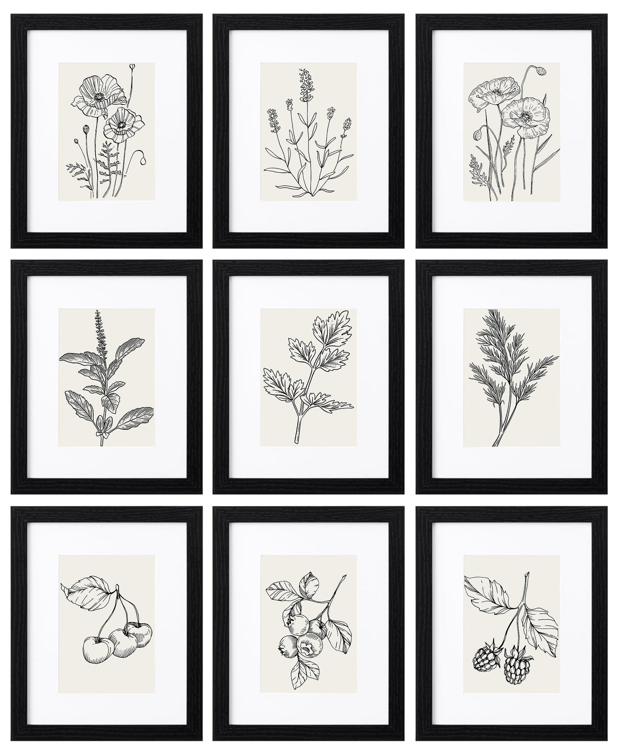 eletecpro Picture Frames Set of 9, 5x5 in, Acrylic Cover, Black