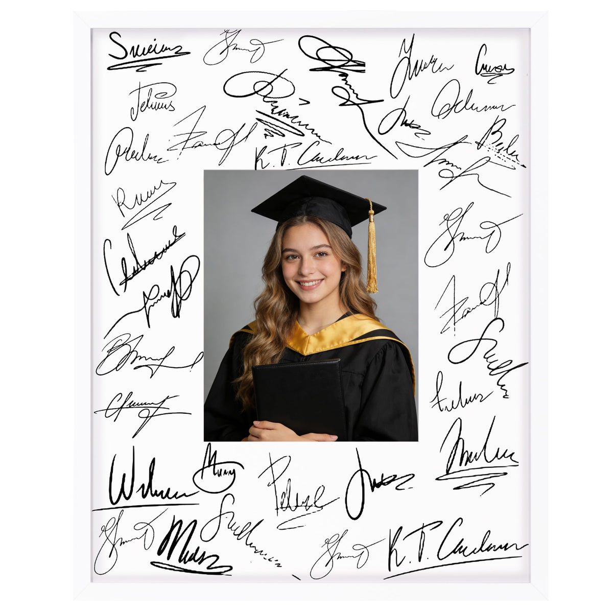 eletecpro 8x10 Signable Picture Frame with Clear Acrylic Cover, Signature Photo Frame with Mat Display 4x6 Photo for Tabletop or Wall, Wedding Guest Book Alternative, Graduation Decoration, Black