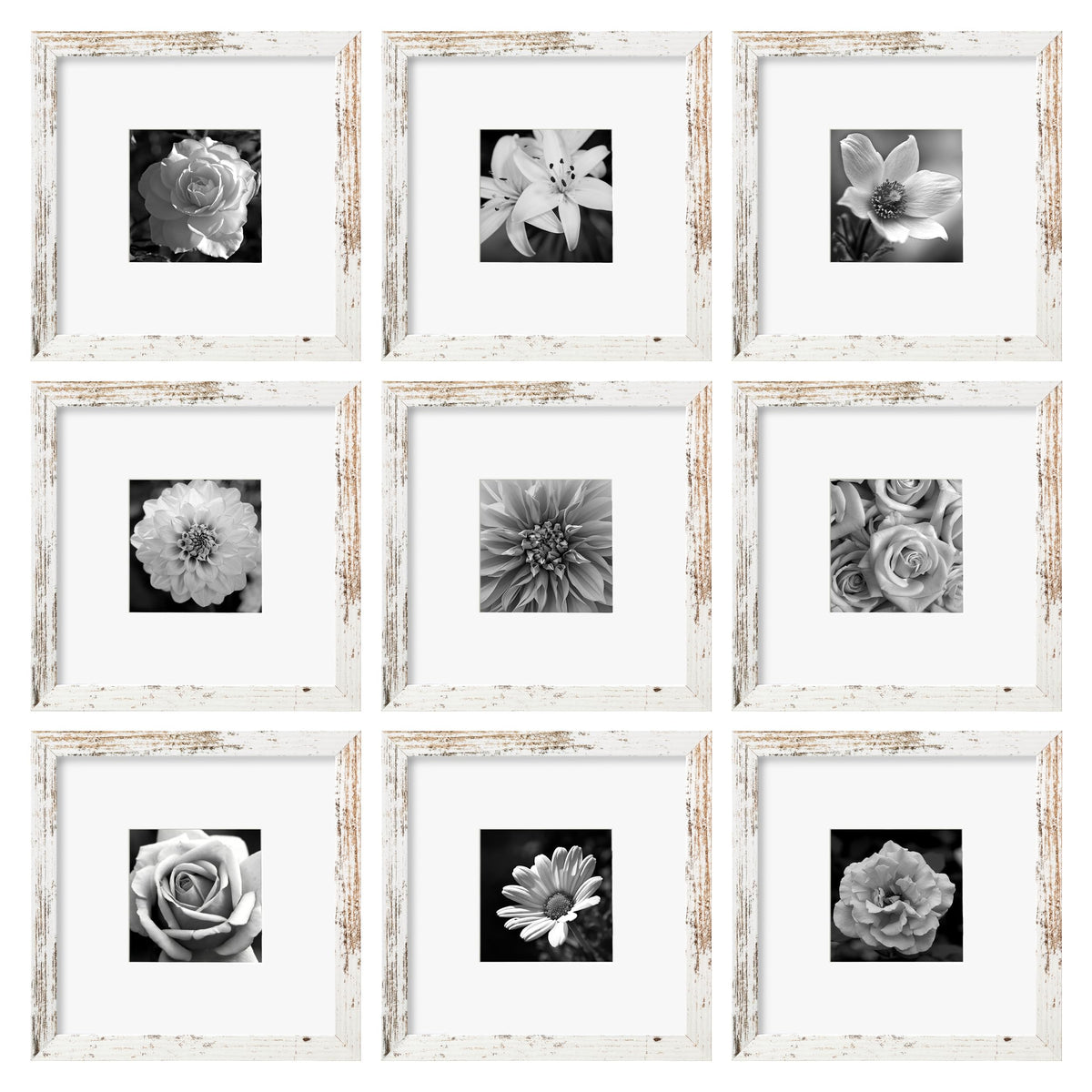 eletecpro Picture Frames Set of 9, 5x5 in, Acrylic Cover, Black