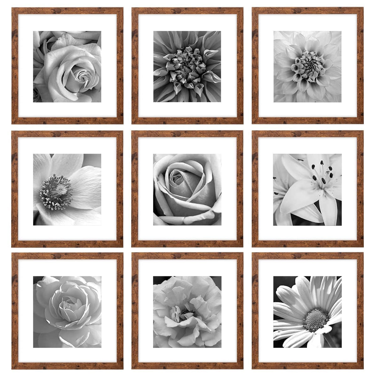 eletecpro Picture Frames Set of 9, 5x5 in, Acrylic Cover, Black