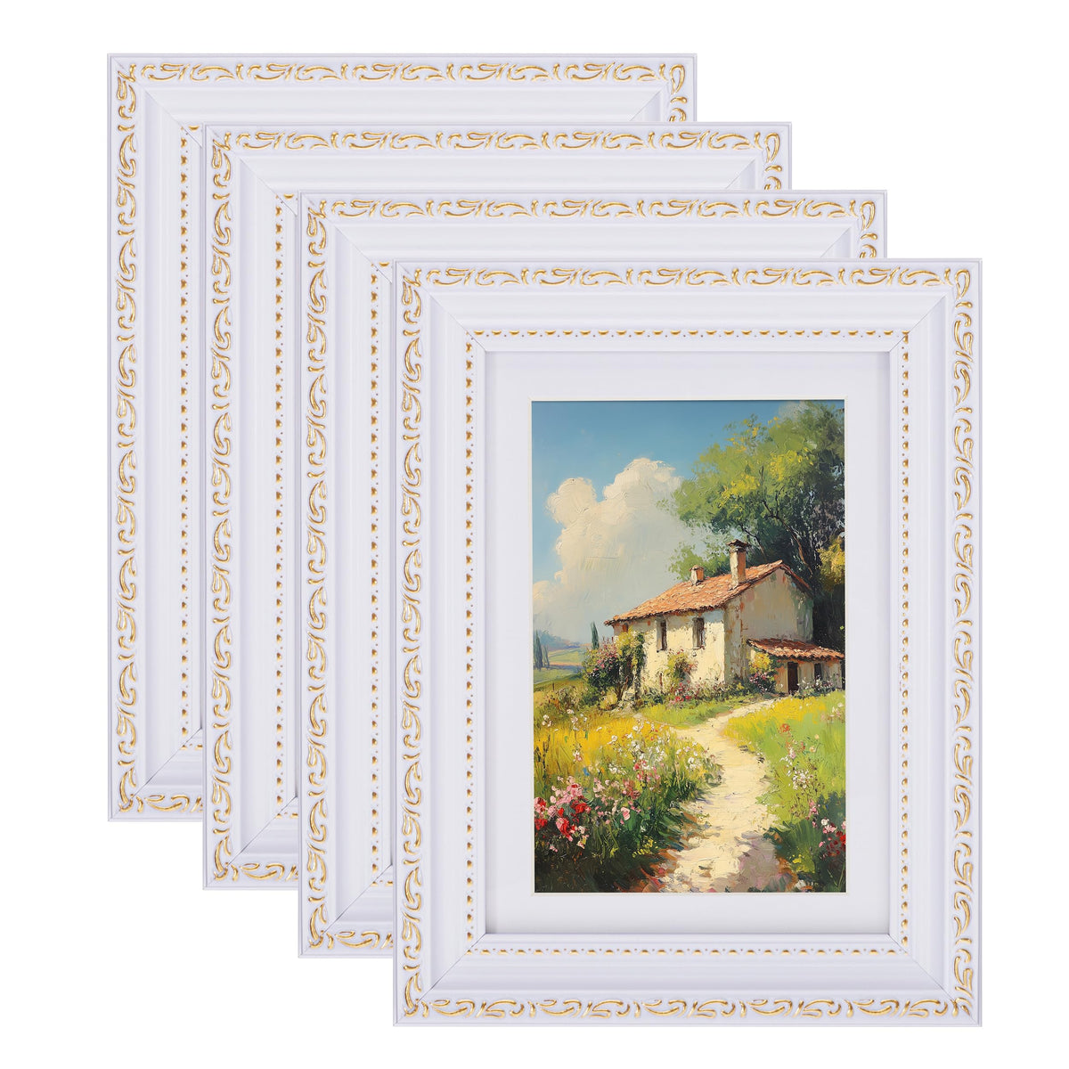 eletecpro 3x4 Vintage Picture Frame, Glass Cover, Black, 4-Pack