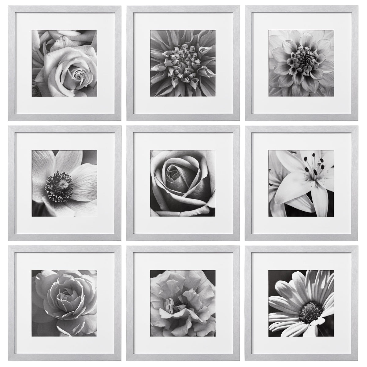 eletecpro Picture Frames Set of 9, 5x5 in, Acrylic Cover, Black