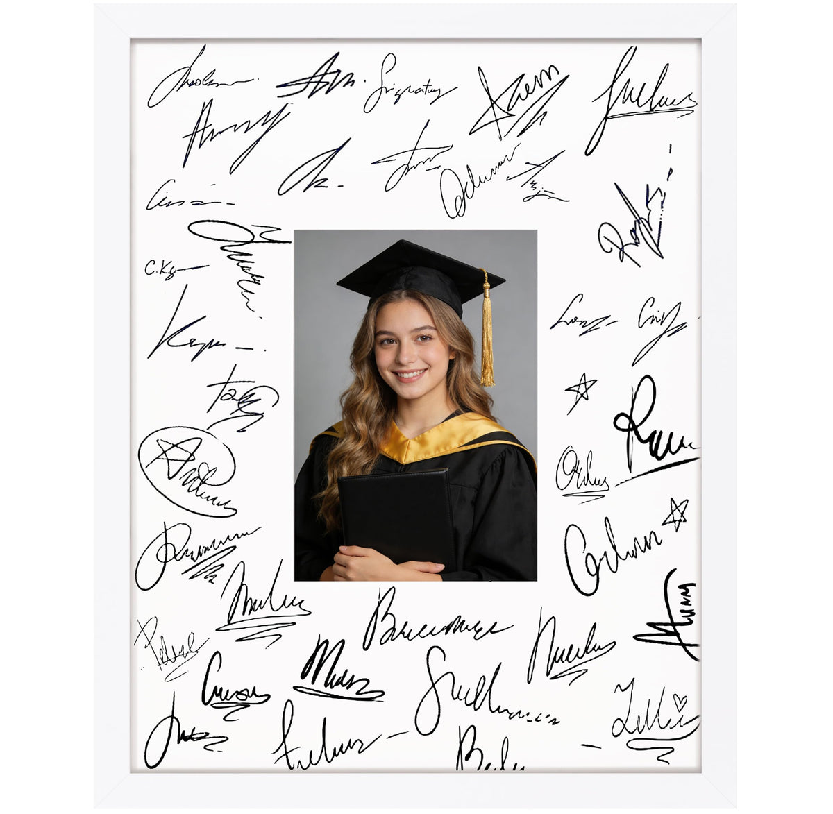 eletecpro 8x10 Signable Picture Frame with Clear Acrylic Cover, Signature Photo Frame with Mat Display 4x6 Photo for Tabletop or Wall, Wedding Guest Book Alternative, Graduation Decoration, Black