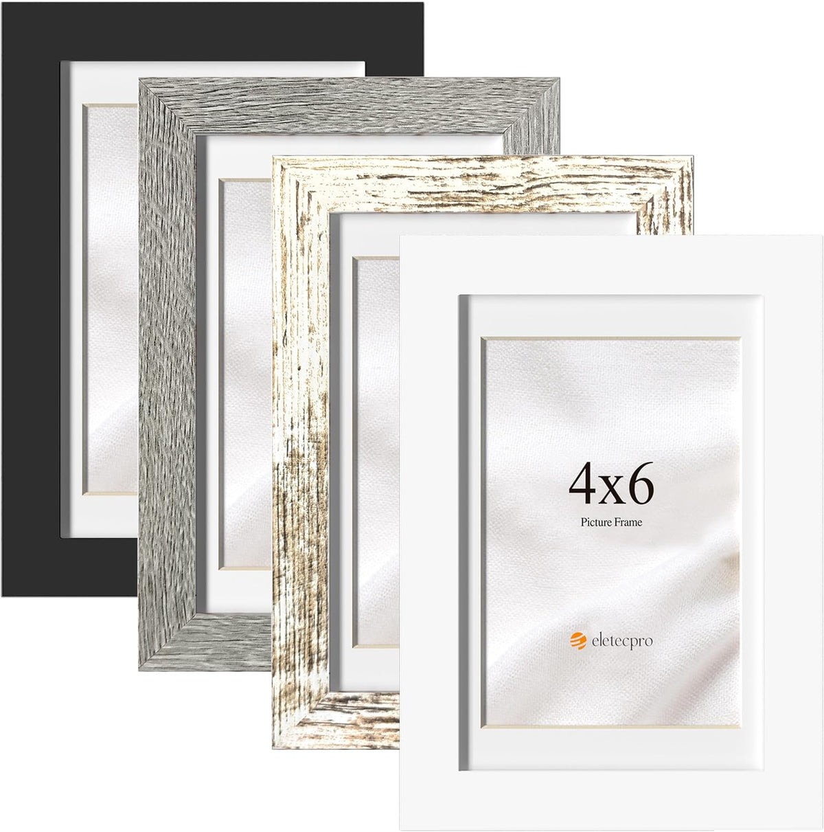 eletecpro 4x6 Colorful Picture Frames 4 Pack Matted to 3.5x5, Desk Decor