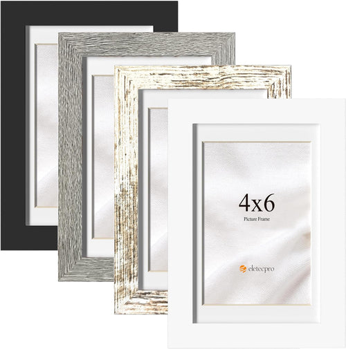 eletecpro 4x6 Colorful Picture Frames 4 Pack Matted to 3.5x5, Desk Decor