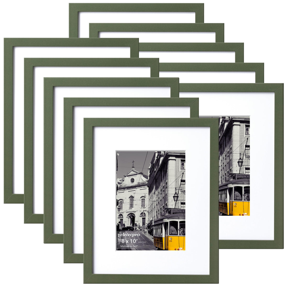 eletecpro 5x7 Picture Frames, Acrylic Cover, Beige, Set of 10