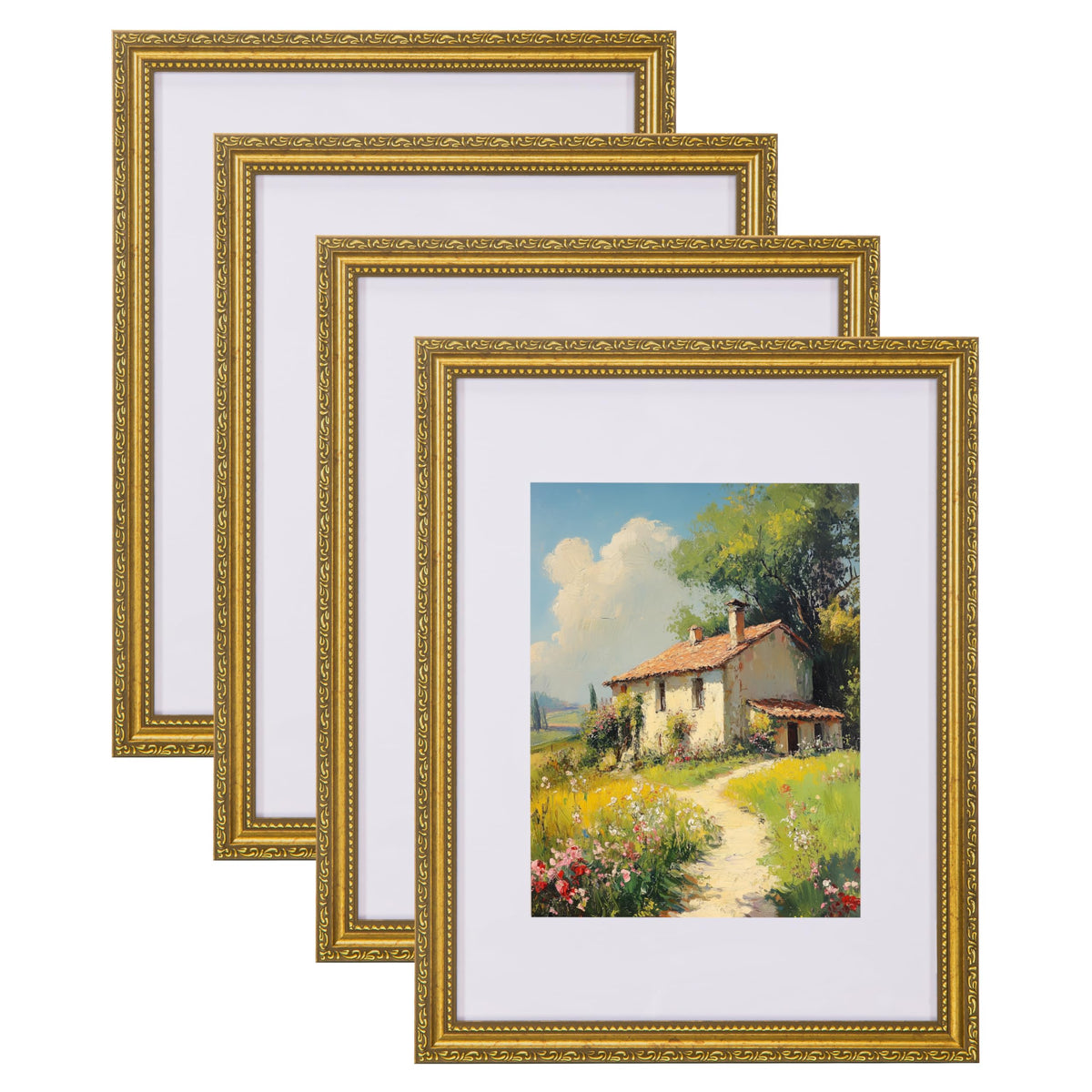 eletecpro 3x4 Vintage Picture Frame, Glass Cover, Black, 4-Pack