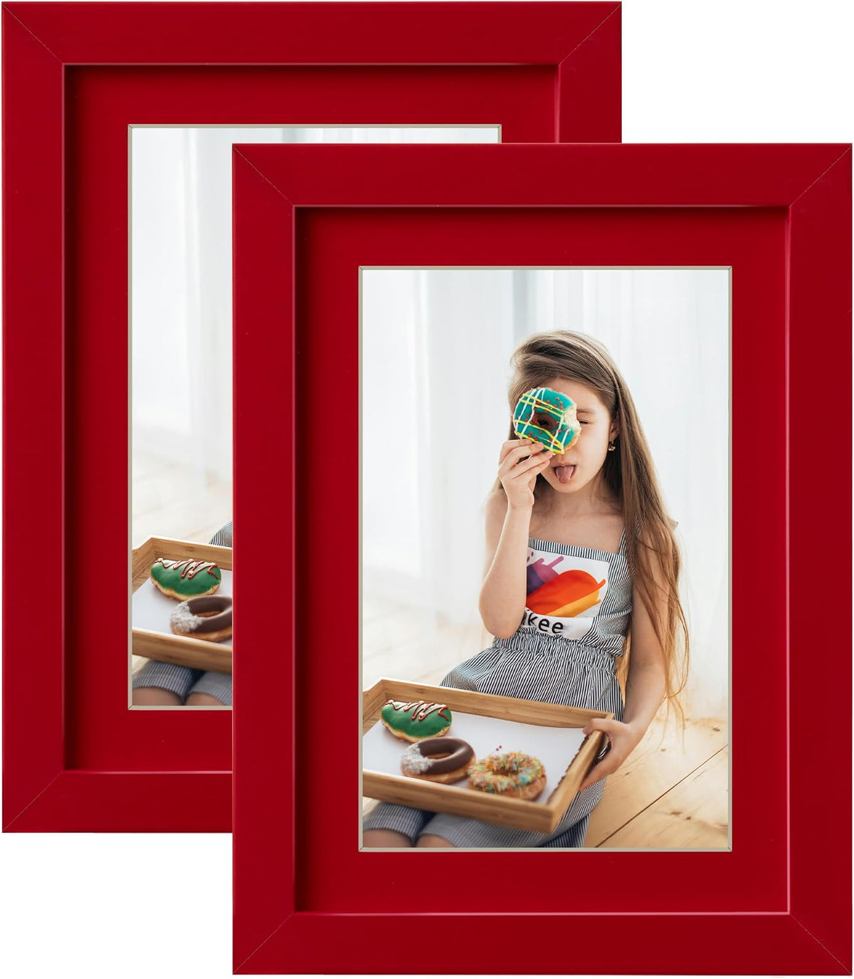 eletecpro 4x6 Black Picture Frames with 3.5x5 Black Mat, 2-Pack