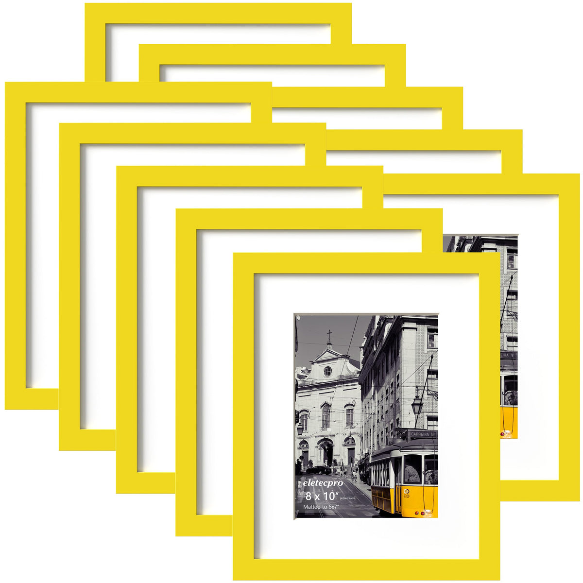 eletecpro 5x7 Picture Frames, Acrylic Cover, Beige, Set of 10