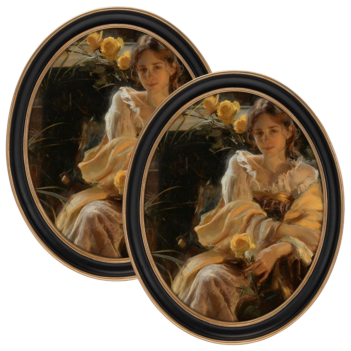 eletecpro 2.5x3.5 Oval Picture Frame with Real Glass Cover, Black, 2-Pack