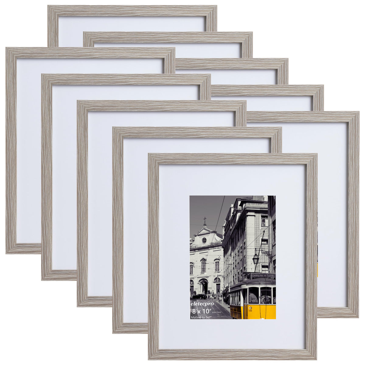 eletecpro 5x7 Picture Frames, Acrylic Cover, Beige, Set of 10