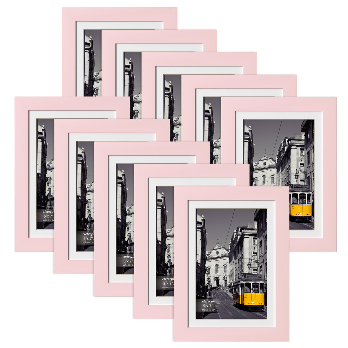 eletecpro 5x7 Picture Frames, Acrylic Cover, Beige, Set of 10