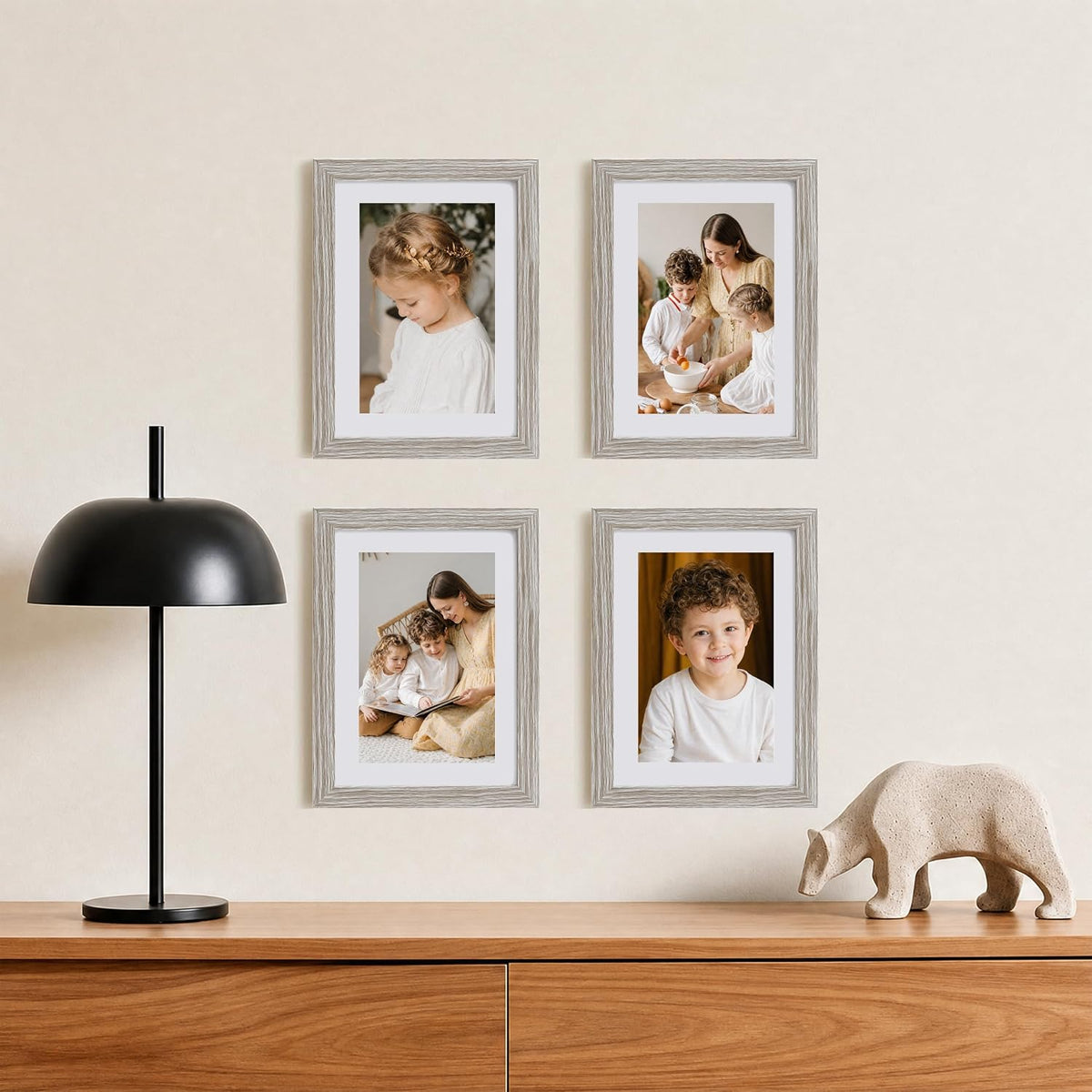 eletecpro 5x7 Picture Frames, Acrylic Cover, Beige, Set of 10
