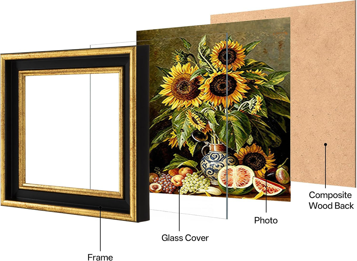 eletecpro 4x4 Picture Frames, Deep Set Design, Glass Cover, 3 Pack, Black