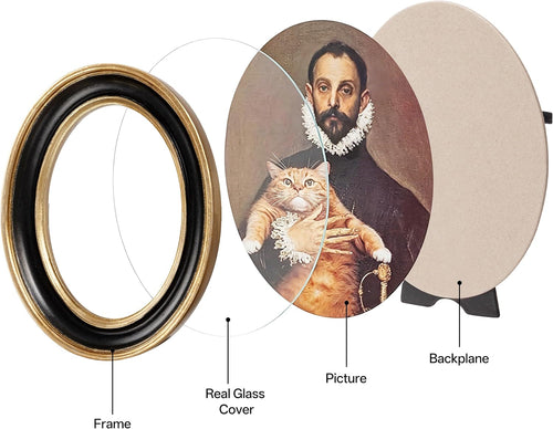eletecpro 2.5x3.5 Oval Picture Frame with Real Glass Cover, Black, 2-Pack