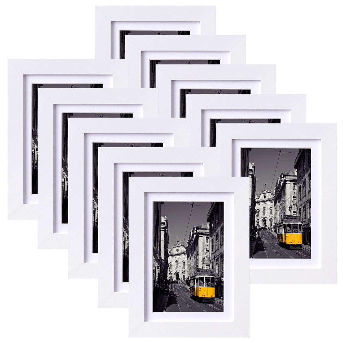 eletecpro 5x7 Picture Frames, Acrylic Cover, Beige, Set of 10