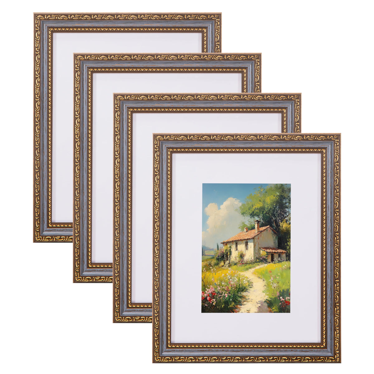 eletecpro 3x4 Vintage Picture Frame, Glass Cover, Black, 4-Pack