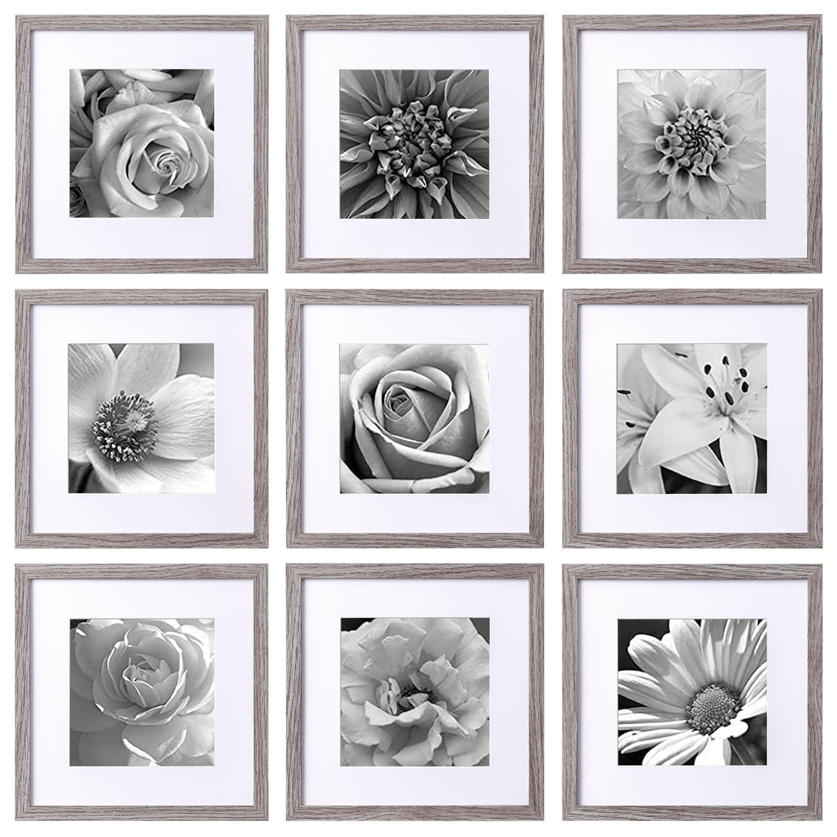 eletecpro Picture Frames Set of 9, 5x5 in, Acrylic Cover, Black