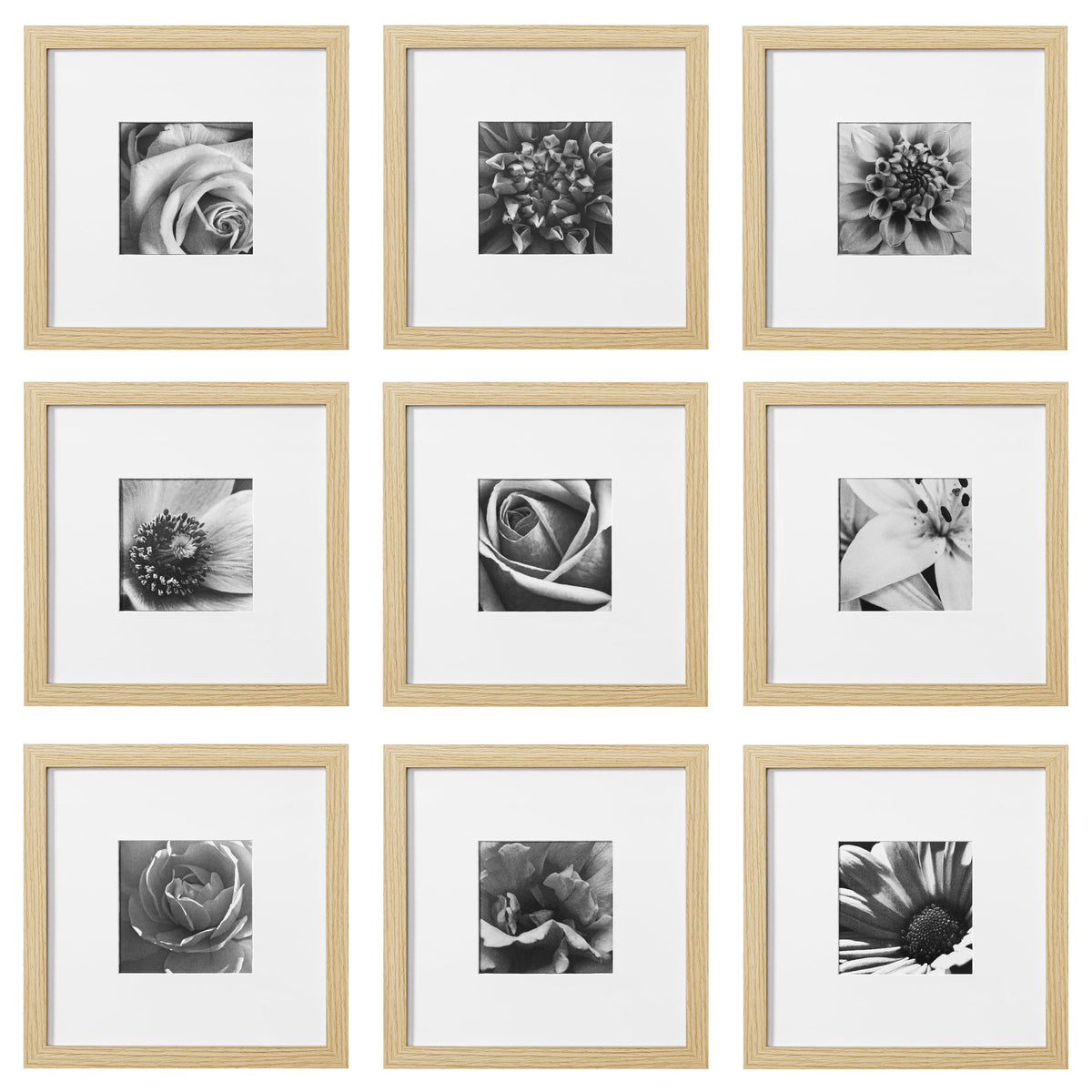 eletecpro Picture Frames Set of 9, 5x5 in, Acrylic Cover, Black
