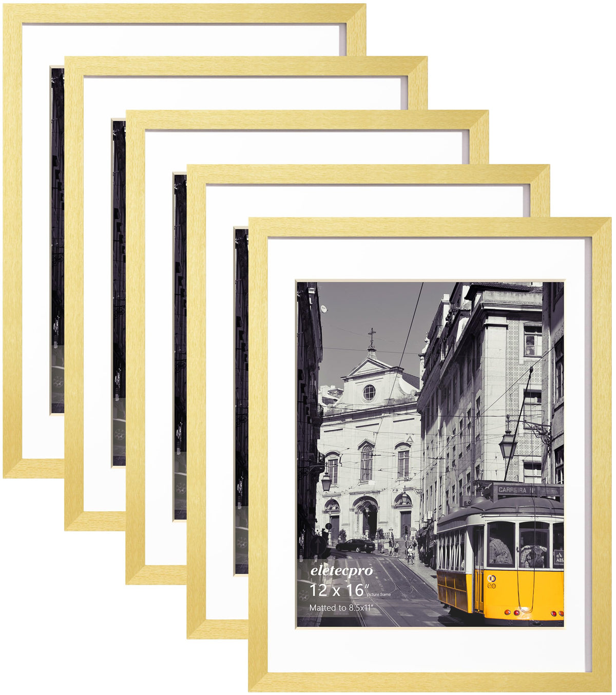 eletecpro 5x7 Picture Frames, Acrylic Cover, Beige, Set of 10