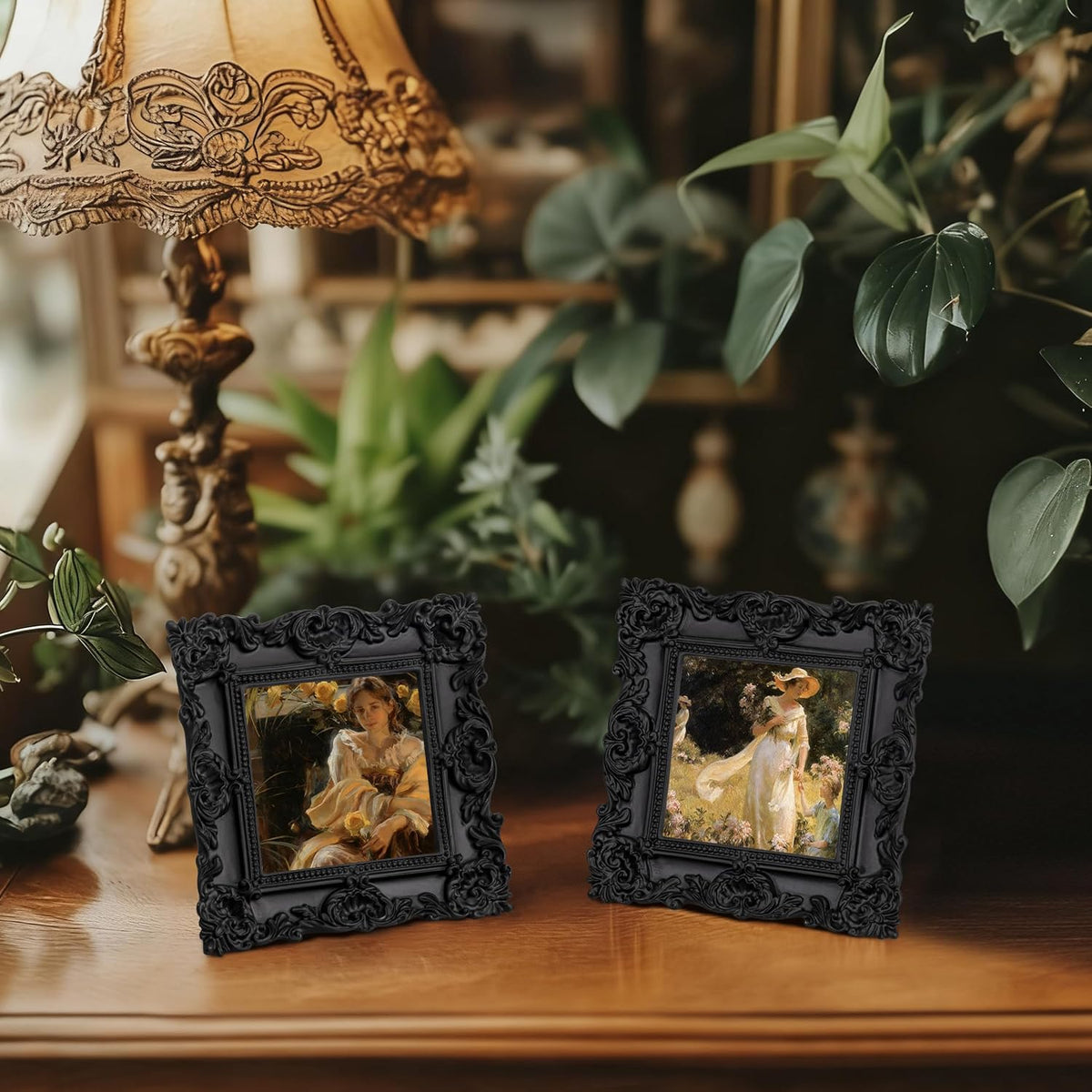 eletecpro 4x4 Vintage Picture Frame with Real Glass Cover, Black, 1-Pack