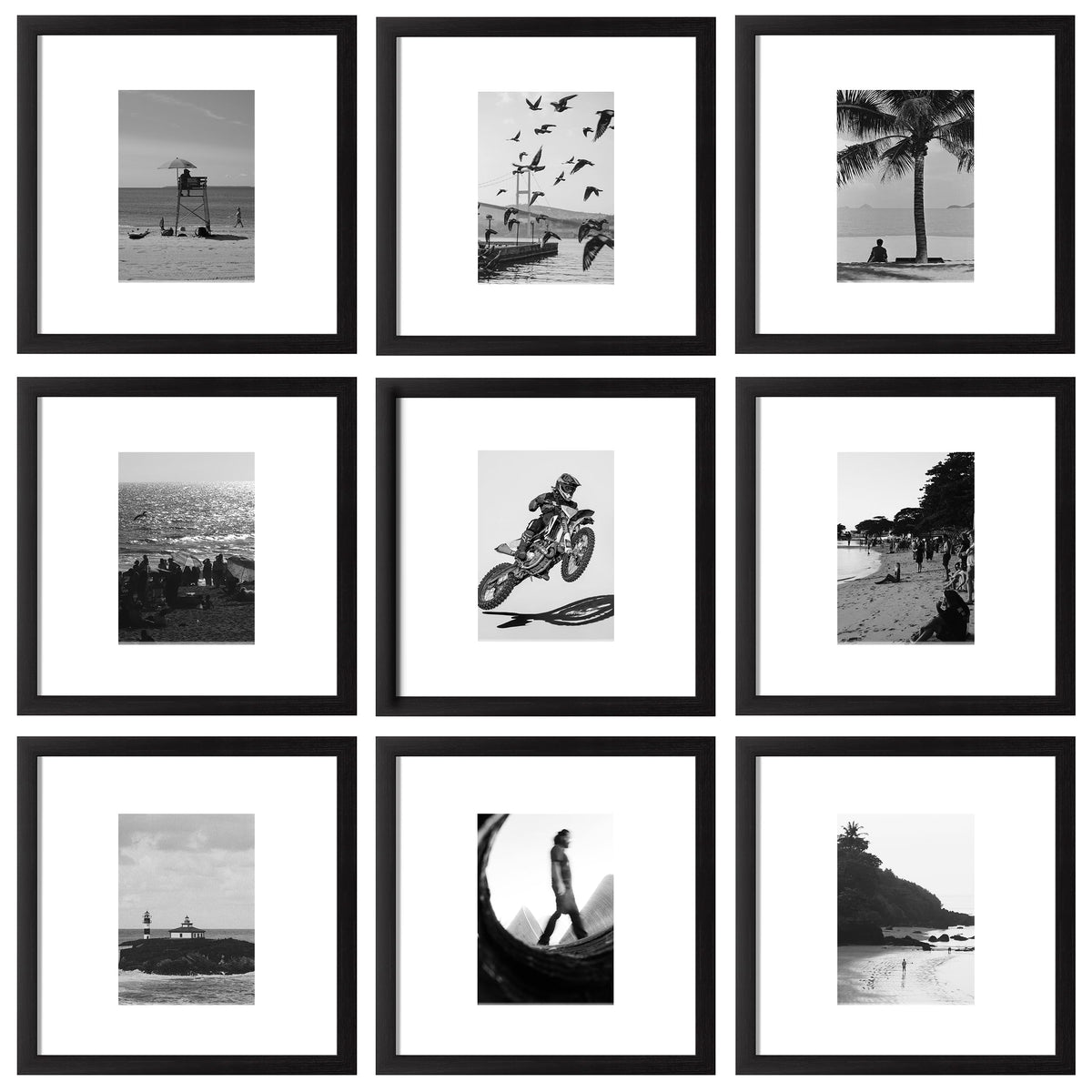 eletecpro Picture Frames Set of 9, 5x5 in, Acrylic Cover, Black