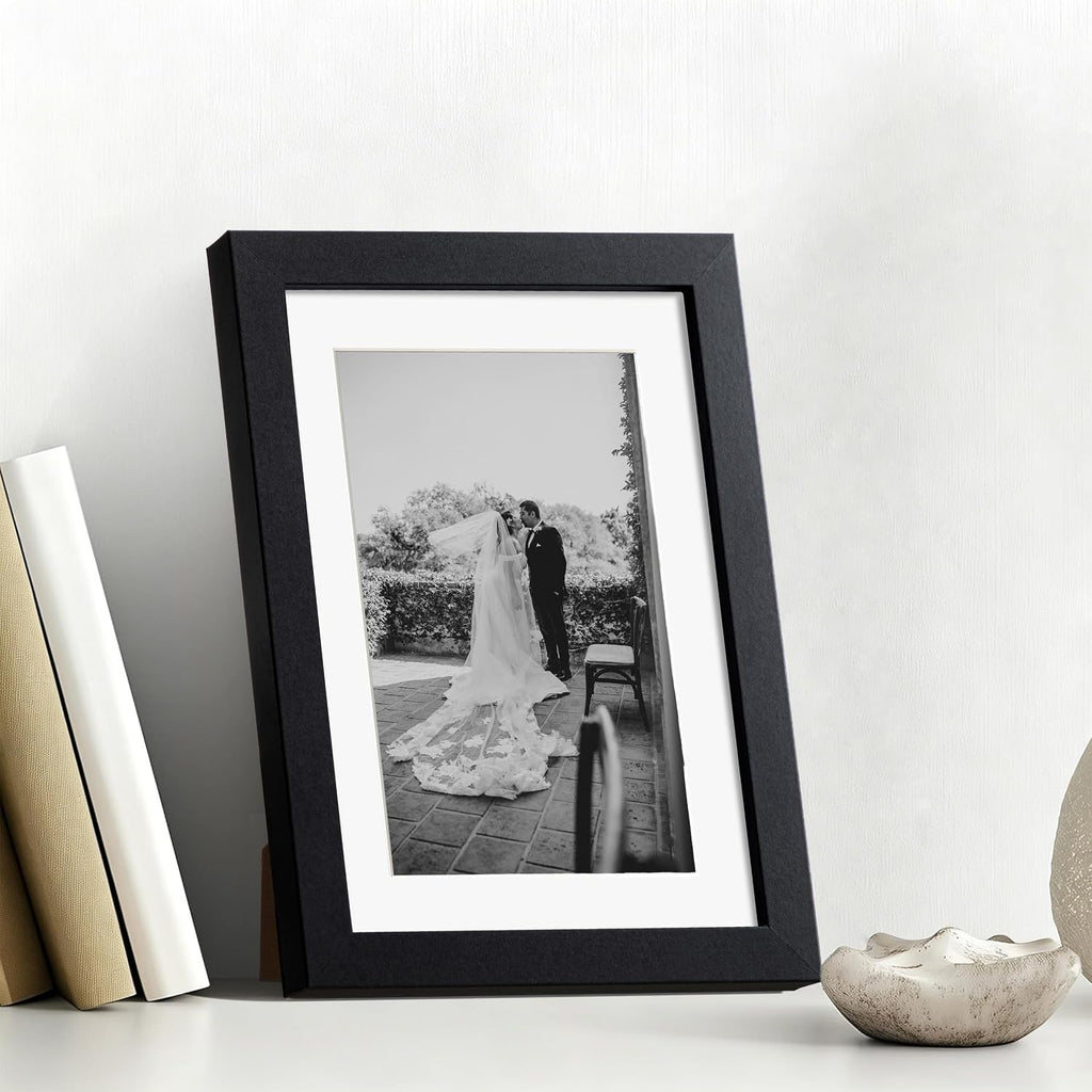 eletecpro 5x7 Picture Frame with 4x6 Mat, Black, 1-Pack