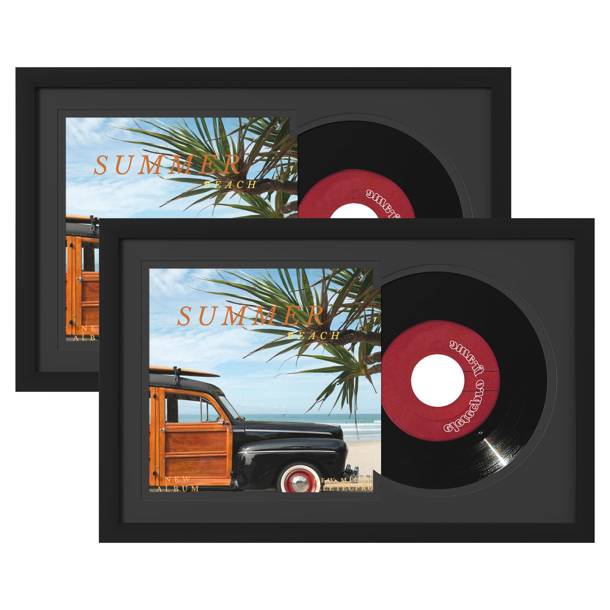 eletecpro 7" Vinyl Record Frame, 9.5x14.5 in, Black, 1 Pack