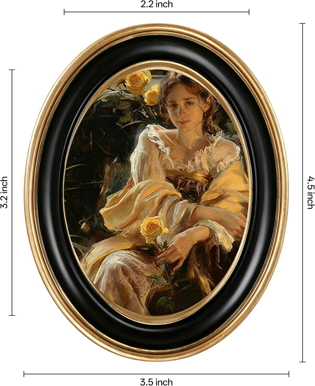 eletecpro 2.5x3.5 Oval Picture Frame with Real Glass Cover, Black, 2-Pack