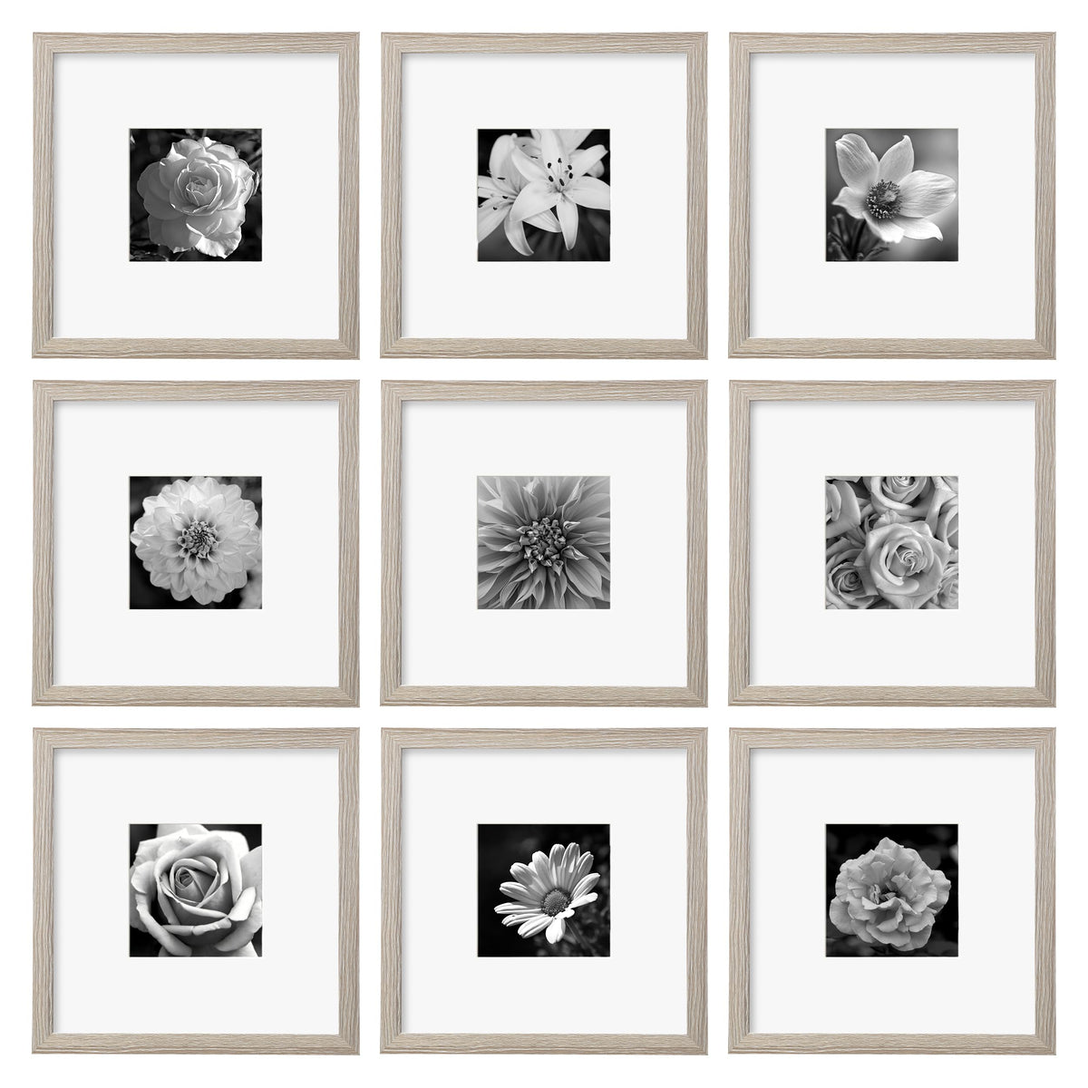eletecpro Picture Frames Set of 9, 5x5 in, Acrylic Cover, Black