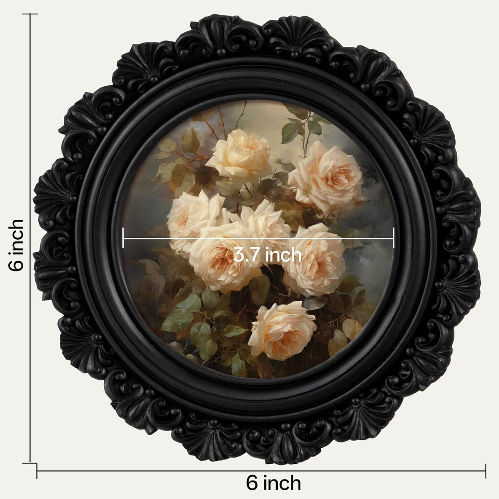 eletecpro 4x4 Round Picture Frame with Glass Cover, Black