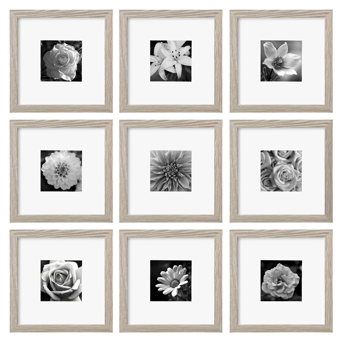 eletecpro Picture Frames Set of 9, 5x5 in, Acrylic Cover, Black