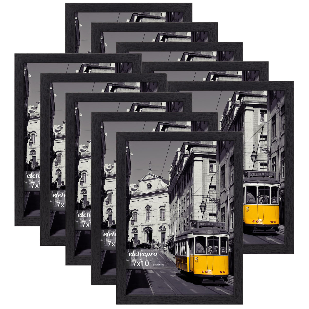 eletecpro 5x7 Picture Frames, Acrylic Cover, Beige, Set of 10