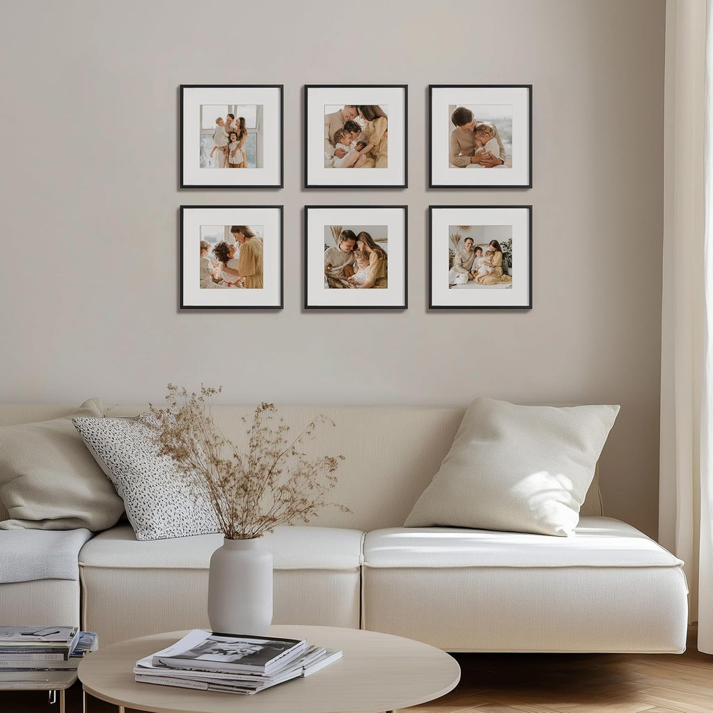 eletecpro Aluminum Gallery Wall Frame Set of 6 with Glass Cover, Black