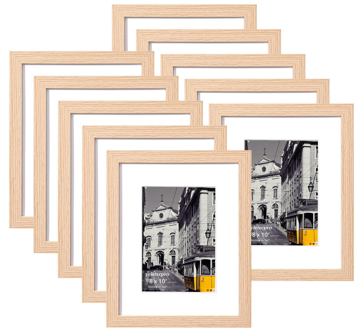 eletecpro 5x7 Picture Frames, Acrylic Cover, Beige, Set of 10