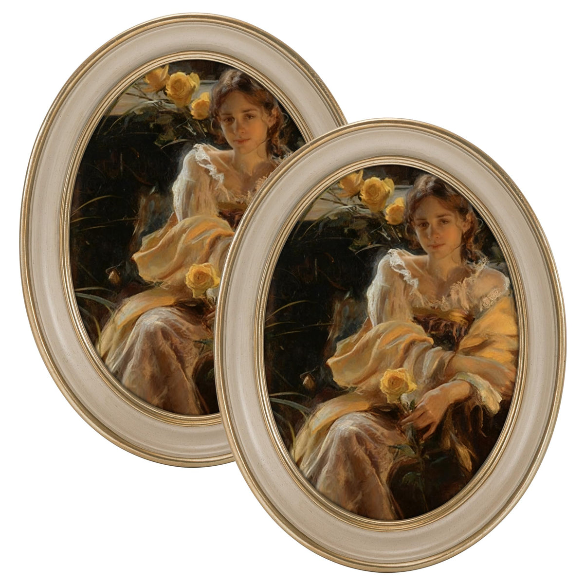 eletecpro 2.5x3.5 Oval Picture Frame with Real Glass Cover, Black, 2-Pack