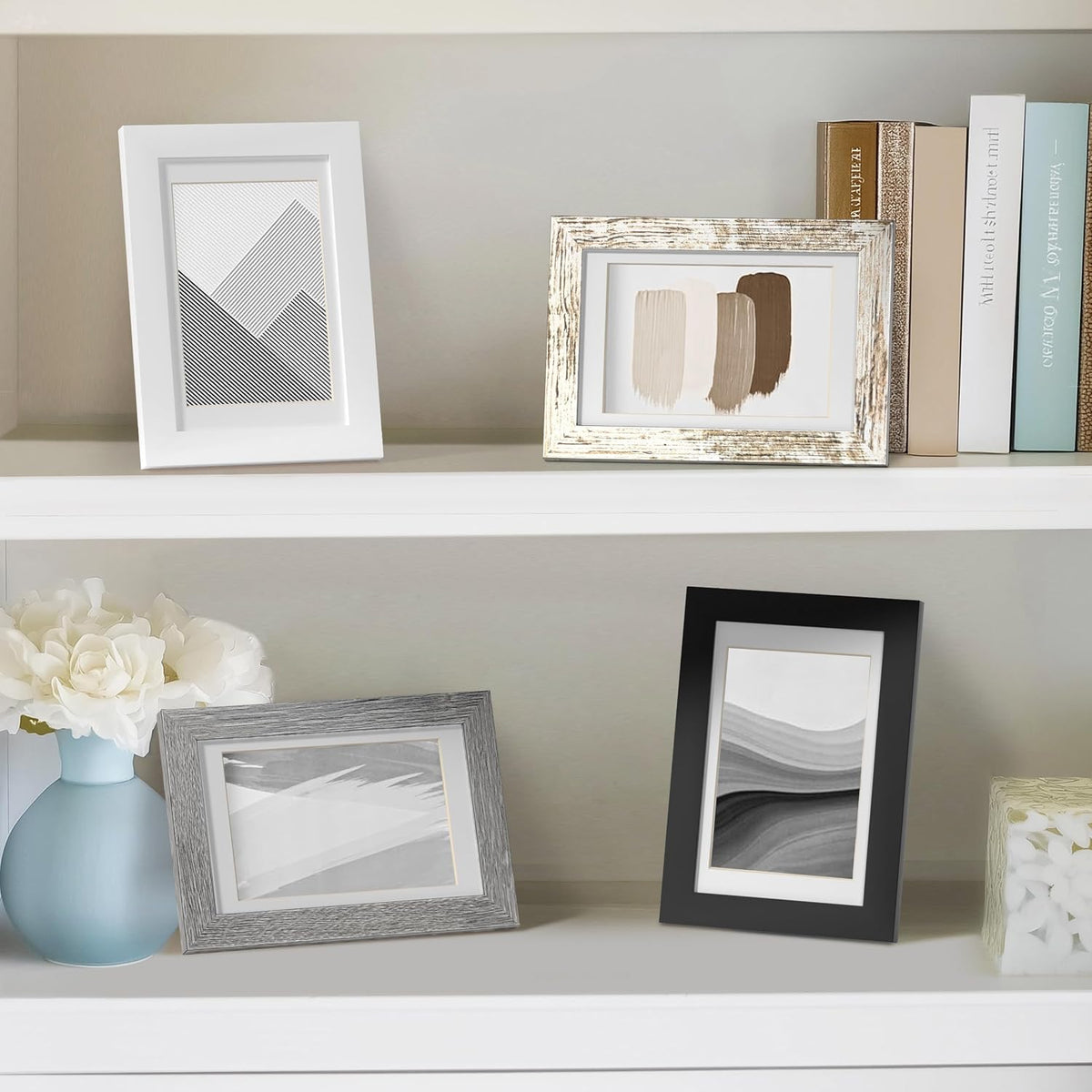 eletecpro 4x6 Colorful Picture Frames 4 Pack Matted to 3.5x5, Desk Decor