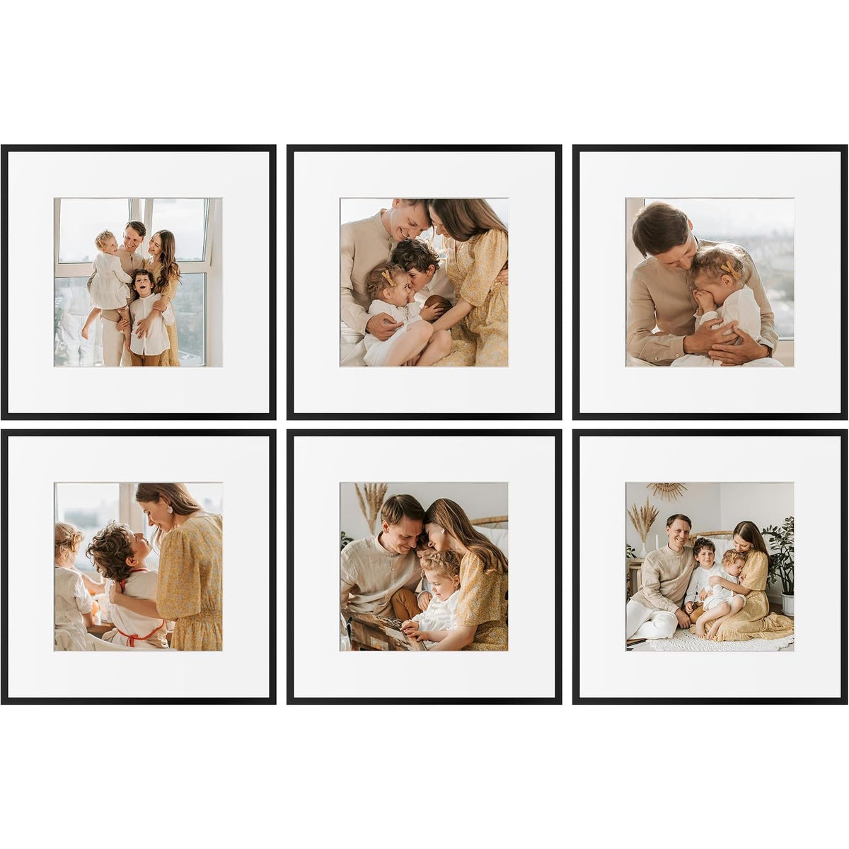eletecpro Aluminum Gallery Wall Frame Set of 6 with Glass Cover, Black