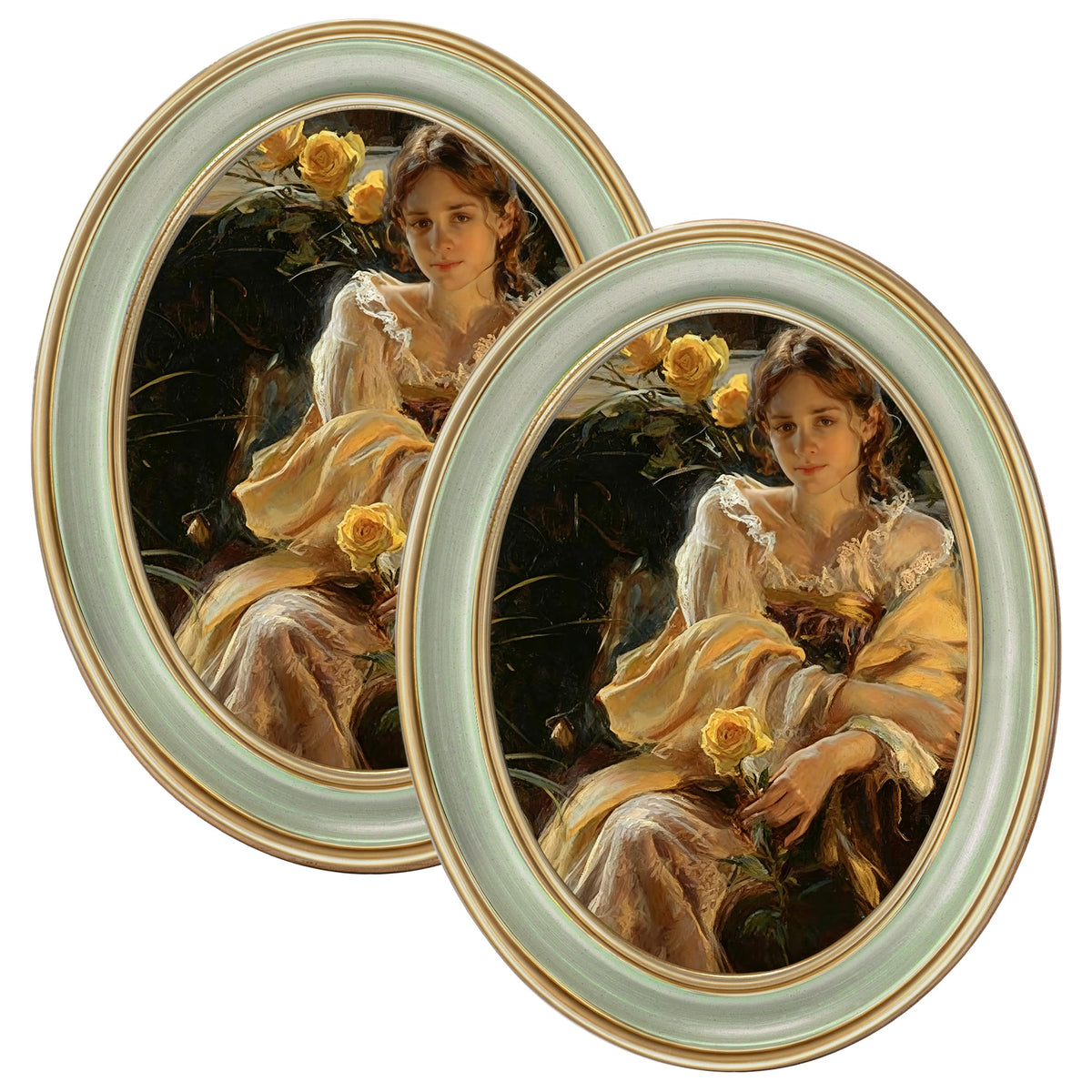 eletecpro 2.5x3.5 Oval Picture Frame with Real Glass Cover, Black, 2-Pack