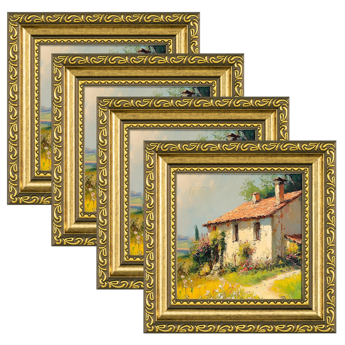 eletecpro 3x4 Vintage Picture Frame, Glass Cover, Black, 4-Pack