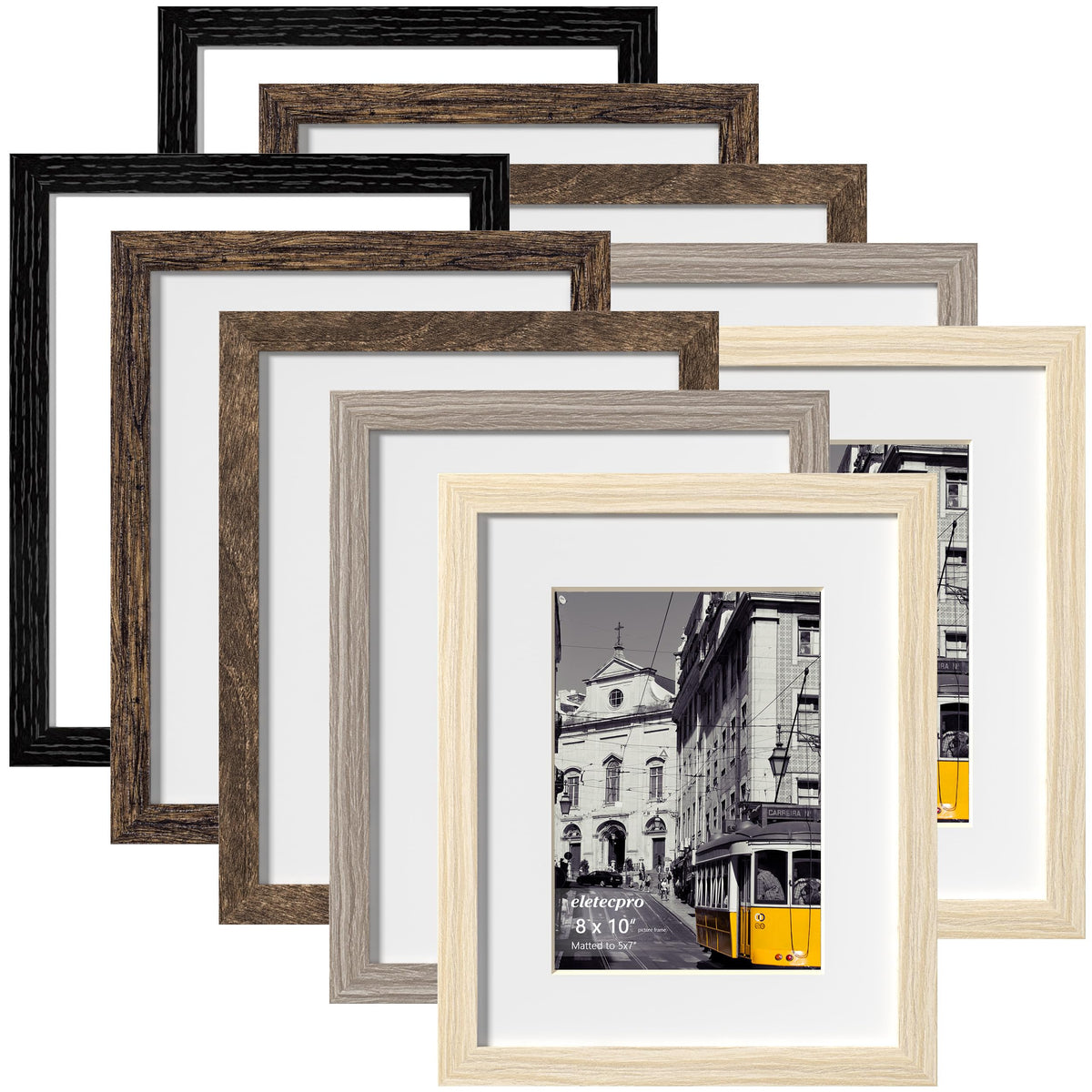 eletecpro 5x7 Picture Frames, Acrylic Cover, Beige, Set of 10