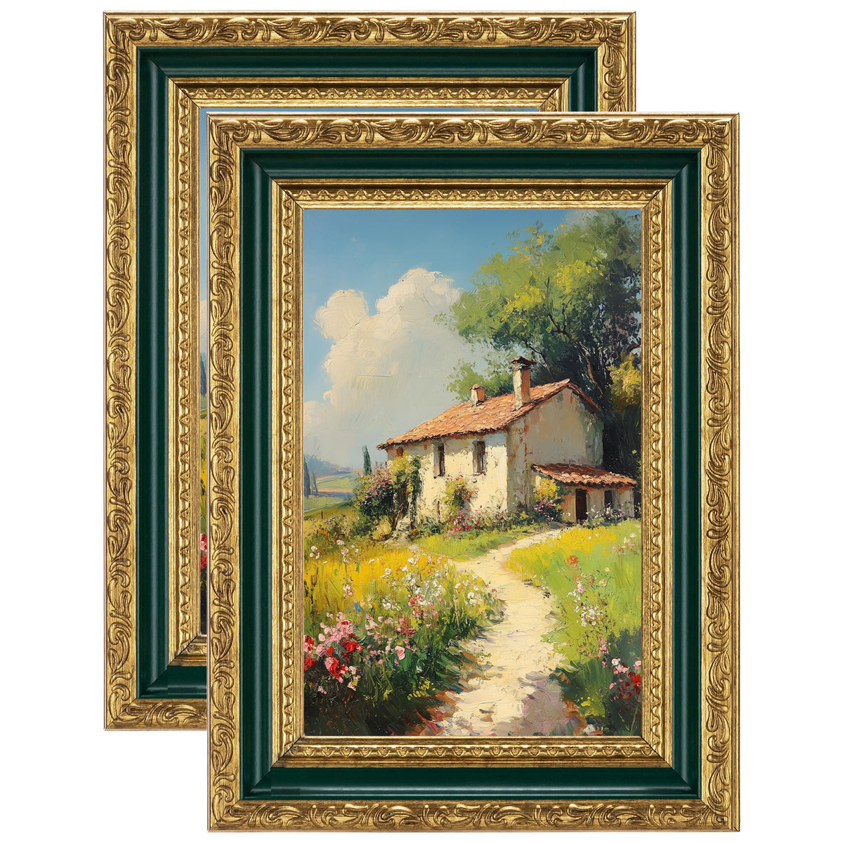 eletecpro 3x4 Vintage Picture Frame, Glass Cover, Black, 2-Pack