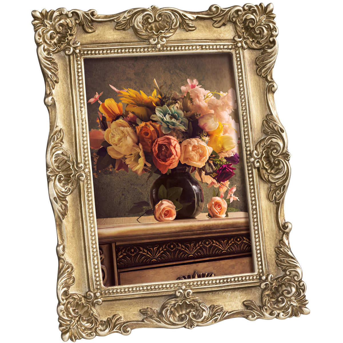 eletecpro 4x4 Vintage Picture Frame with Real Glass Cover, Black, 1-Pack