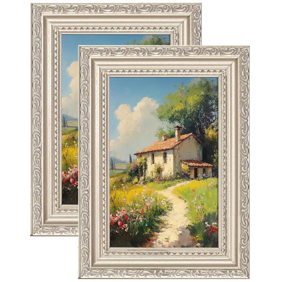 eletecpro 3x4 Vintage Picture Frame, Glass Cover, Black, 2-Pack